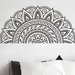 Jaamso Royals Black Half Mandala Peel & Stick Self Adhesive Wall Sticker-picture-5