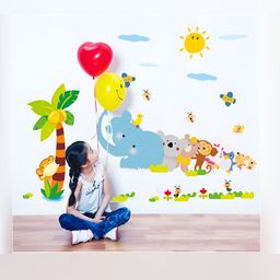 Asian royal Blue & Yellow Cartoon Printed Self Adhesive Wall Sticker-image-34
