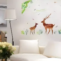 Jaamso Royals Green & Brown Dear Printed Self-Adhesive Removable Wall Sticker-image-82