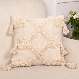 Art Avenue Ivelect Cream-Coloured Self Design Cotton Square Cushion Cover-16
