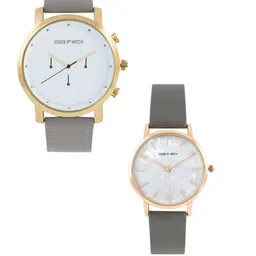 JOKER & WITCH Hip & Hop Stainless Steel & PU Couple Watch Gift Set JWCW340-image-5