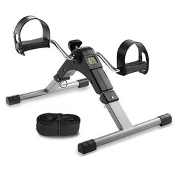 SPIRITUAL HOUSE Mini Cycle Pedal Exerciser with Fixing Strap, Adjustable Resistance and Digital Display - Suitable for Light Exercise of Legs, Arms, and Physiotherapy at Home (Grey) image 1