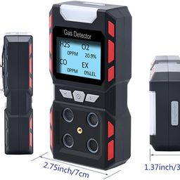 GiiHoo Portable 4 Gas Detector, Sound Light Vibration Multi-Gas Monitor Meter, Rechargeable Lcd Screen Backlight -Ready To Use (Black) image 3