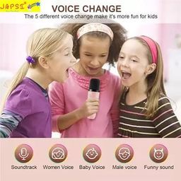 japsi K12 New Bluetooth Colorful Portable Speaker with Karaoke Mic, USB Charging, 3.5mm Audio Input, Multicolour (Pink) image 4