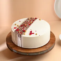 Peach Rose Elegance With Choco Drizzle Vanilla Cake image 3