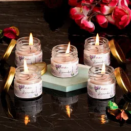 eCraftIndia Set Of 5 Pink Scented Minijar Candles-45