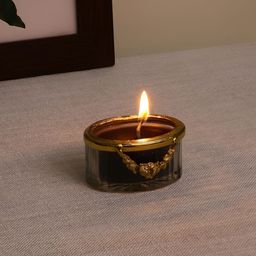 Decor de Maison Black & Gold Toned Textured Black Velvet Scented Jar Candle-16