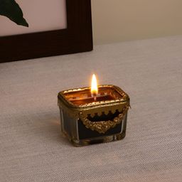Decor de Maison Black & Gold Toned Textured Black Velvet Scented Jar Candle-54