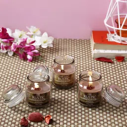 HOSLEY Set Of 3 Brown Rustic Sandalwood Highly Fragranced Jar Candles-34