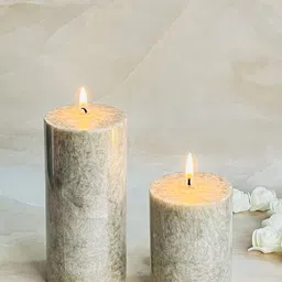 Akaar Dcor Grey 2 Pieces Cinnamon Scented Pillar Candles-34