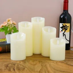 Kuber Industries Grey Set Of 5 LED Candles-48