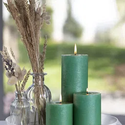 Aromatic Fables Green 3 Pieces Scented Rustic Pillar Candles-28