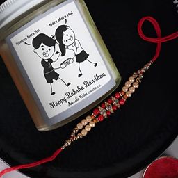 Aromatic Fables Set Of 2 Rakhi With Lavender Scented Sibling Candle & Roli Chawal-image-107
