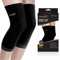MUSCLEXP Black Solid Knee Support Cap-32