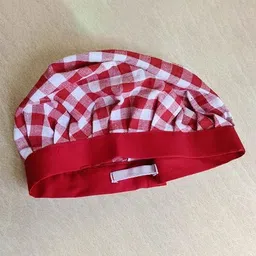 SWITCHON Red & White Checked Cotton Apron With Cap-2