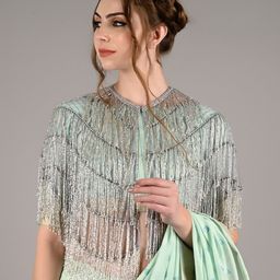 ODETTE Women Party Acrylic Crop Waterfall Shrug-47