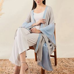 First Resort by Ramola Bachchan Asymmetric Open Front Longline Shrug image 2