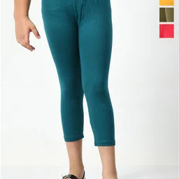 BAESD Girls Pack Of 4 Cotton & Lycra Capris-image-11