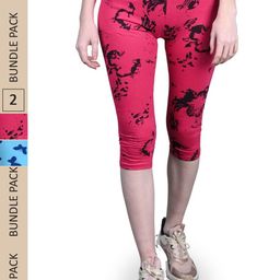 FRENCH KLEIDER Girls Pack Of 2 Printed Skinny Fit Cotton Lycra Capris-image-63
