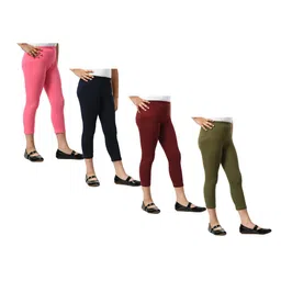 BAESD Girls Pack Of 4 Skinny Fit Mid Rise Cotton Capris-80