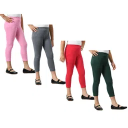 BAESD Girls Pack Of 4 Skinny Fit Mid Rise Cotton Capris-75