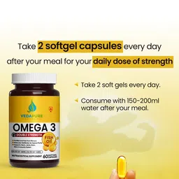VEDAPURE Omega-3 Fish Oil Double Strength 1000mg- 60 Softgel Capsules image 4