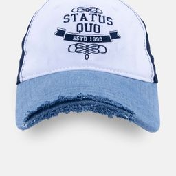 Status Quo Men Navy Blue & White Embroidered Cotton Baseball Cap-picture-41
