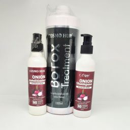 COSMO HUB Onion Shampoo 200ml + Onion Hair Conditioner 200ml + Botox Hair Treatment 1L-10