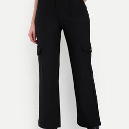 Next One Women Smart Straight Fit High-Rise Easy Wash Corduroy Cargos Trousers-picture-40