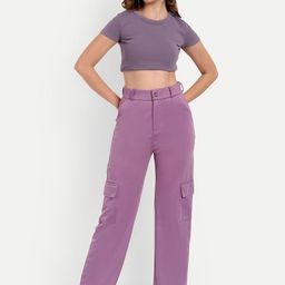 BROADSTAR Women Smart Straight Fit High-Rise Easy Wash Cargo Trousers-picture-37