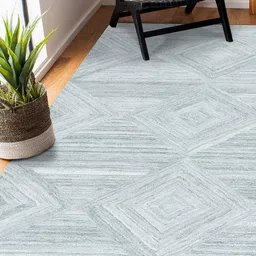 saraswatii global Blue & Grey Geometric Printed Woolen Rectangle Carpet-3