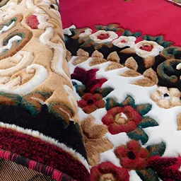SANA CARPET Red & White Ethnic Motifs Cotton Carpet-53