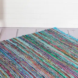 HANDICRAFT PALACE Turquoise Blue & Green Braided Handmade Cotton Carpet-picture-24