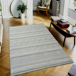 MRIC Off White Geometric Rectangle Woollen Carpet-39