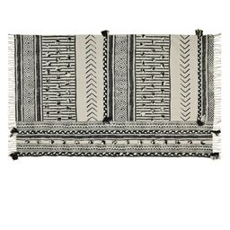 Art Avenue White & Beige Ethnic Motifs Printed & Embroidered Cotton Carpet-20