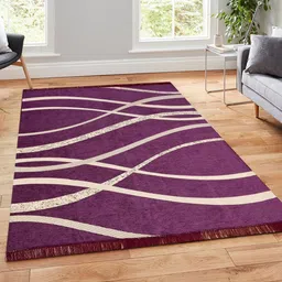 MULTITEX Purple Printed Velvet Carpet-15