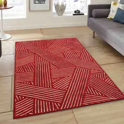 PRESTO Red & Beige Printed Hand Tufted Wool Carpet-19