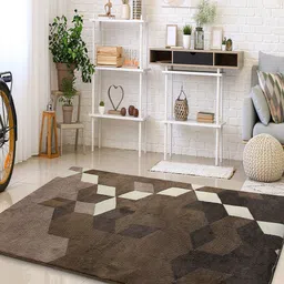Saral Home Brown & Beige Geometric Carpet-image-25