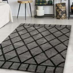 Saral Home Grey & Black Self-Design Cotton Carpet-19