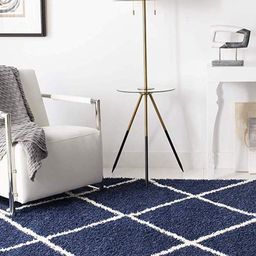 AaHo Decor Blue Anti-Skid Geometric Shaggy Woolen Carpet-image-103