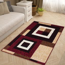 Story@home Maroon & Brown Geometric Printed Anti-Skid Rectangular Floor Carpet-picture-32