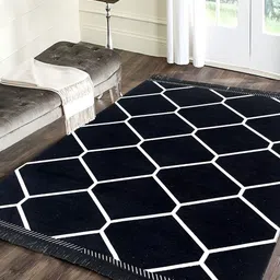 Sparrow world Black & White Geometric Living Room Carpet-30