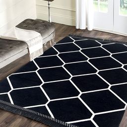 Sparrow world Black & White Geometric Living Room Carpet-50