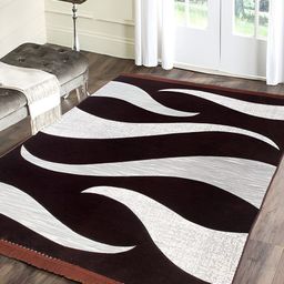 Sparrow world Brown & Grey Printed Chennille Carpet-93