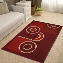 Status Unisex Maroon & Beige Ethnic Motifs Anti-Skid Carpet-picture-12