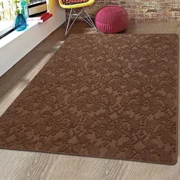 Saral Home Brown Floral Sirie Microfibre Anti-Skid Carpet-image-58