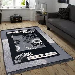 ZESTURE Black Floral Regular Carpet-image-1