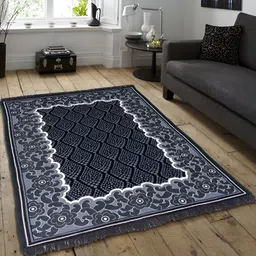 ZESTURE Black Abstract Printed Carpet-16