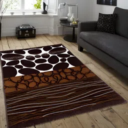 ZESTURE Brown & White Abstract Rectangle Shaped Carpet-24