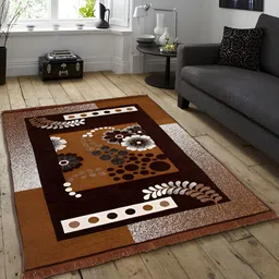 ZESTURE Brown Floral Printed Carpet-48